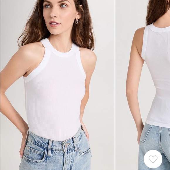 Bandier Wesley Rivington Ribbed White Racerback Tank Top Size Medium - Picture 1 of 9